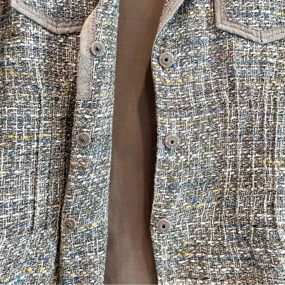 Elie Tahari 2 PC Linen Blend Tweed Blazer Pants Suit Set - Picture 4 of 16